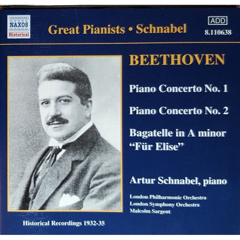 Ludwig van Beethoven, Artur Schnabel – Piano Concertos No.1 & 2, Bagatelle In A Minor Fr Elise (CD, Comp, RM) (Near Mint (NM or M-))