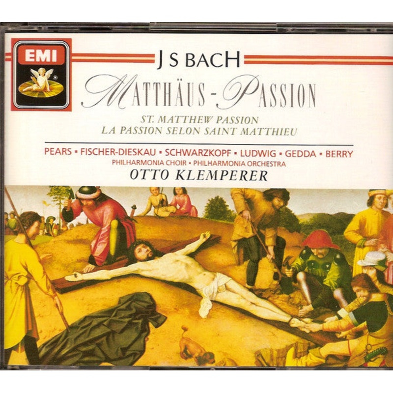 J S Bach* – Philharmonia Choir*, Philharmonia Orchestra, Otto Klemperer, Pears*, Fischer-Dieskau*, Schwarzkopf*, Ludwig*, Gedda*, Berry* – Matthus-Passion = St. Matthew Passion = La Passion Selon Saint Matthieu -BWV 244- (3xCD, Album, RE, RM) (Very Good