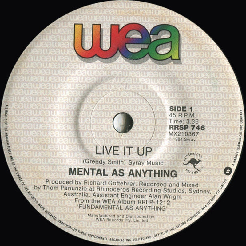 Mental As Anything – Live It Up (7, Single) (Very Good Plus (VG+))