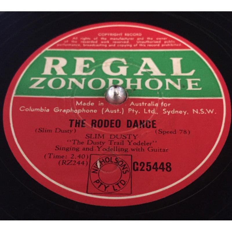 Slim Dusty – The Rodeo Dance / Just Saddle Old Darkie (Shellac, 10) (Very Good (VG))