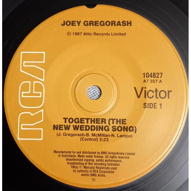Joey Gregorash – Together (The New Wedding Song) (7) (Very Good (VG))