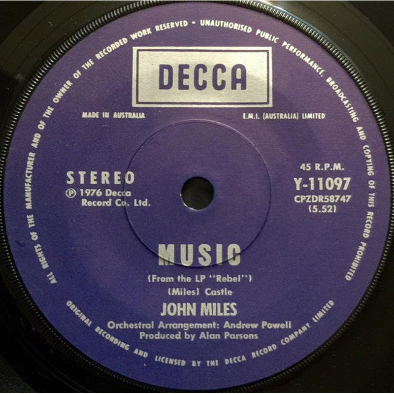 John Miles – Music (7, Single) (Very Good (VG))