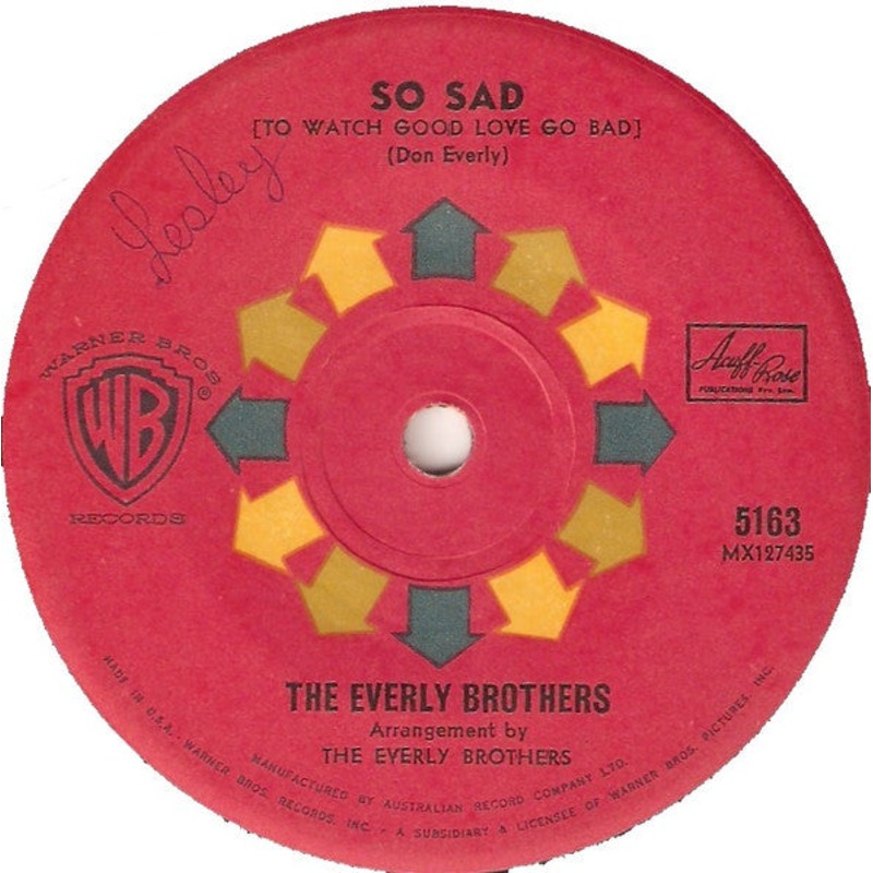 Everly Brothers – So Sad (To Watch Good Love Go Bad) / Lucille (7, Single) (Good Plus (G+))