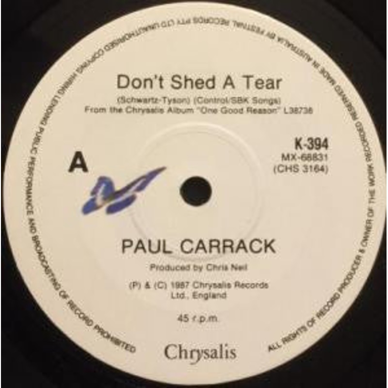 Paul Carrack – Don’t Shed A Tear (7, Single) (Very Good Plus (VG+))