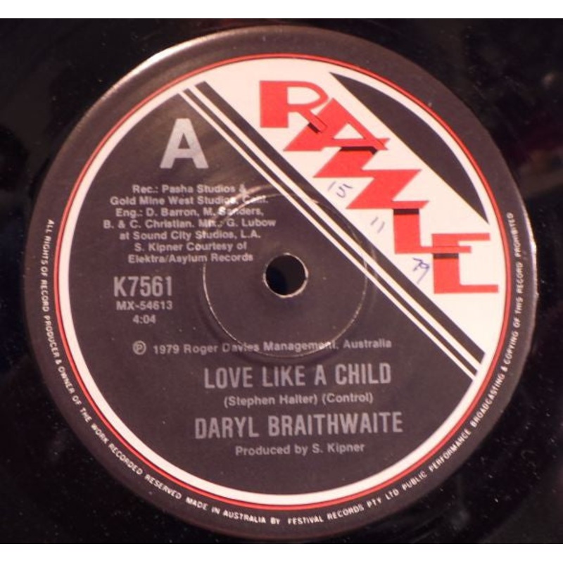 Daryl Braithwaite – Love Like A Child (7, Single) (Good Plus (G+))