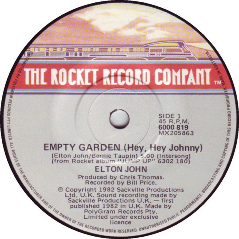 Elton John – Empty Garden (Hey, Hey Johnny) (7, Single) (Very Good (VG))