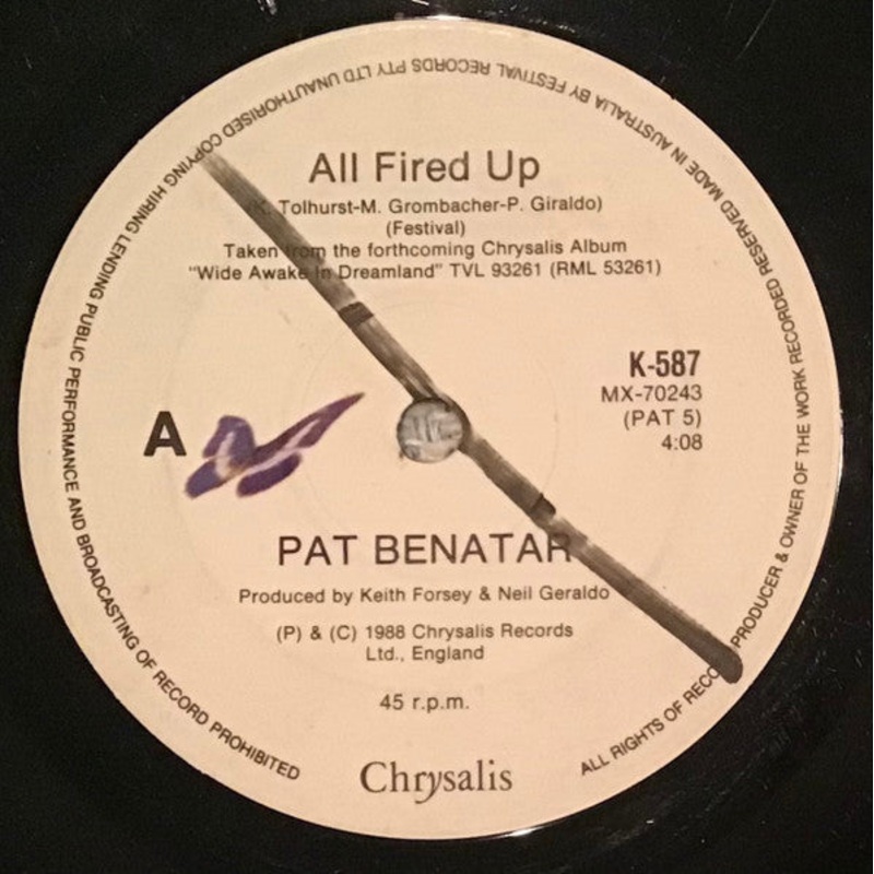 Pat Benatar – All Fired Up (7, Single) (Very Good Plus (VG+))