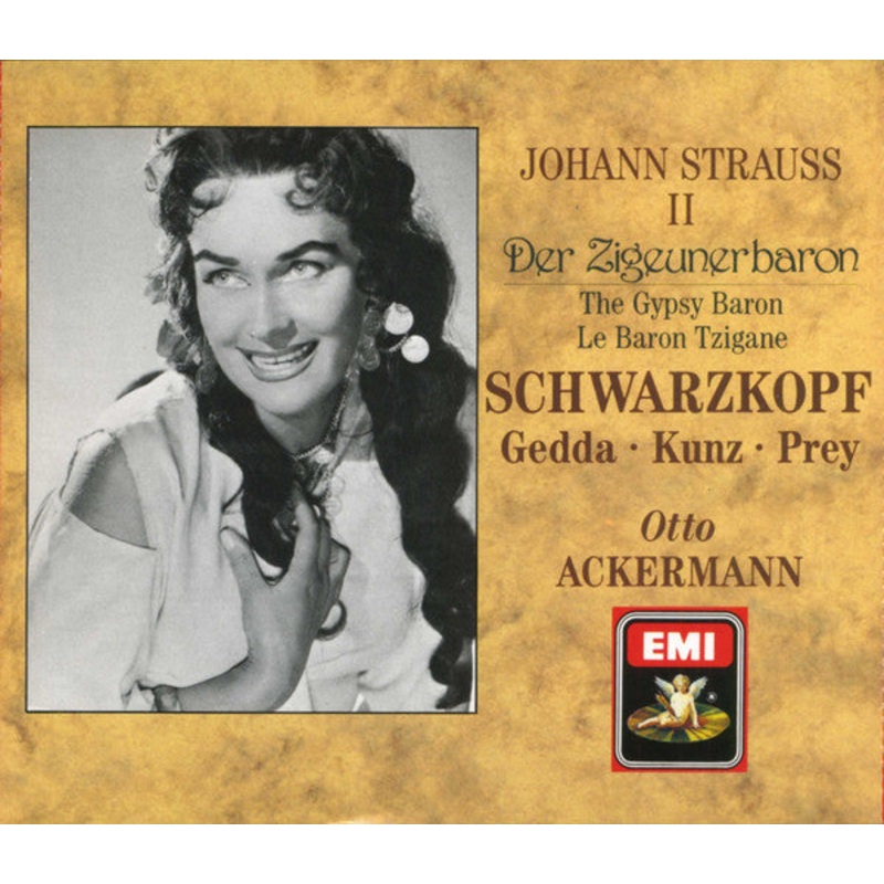 Johann Strauss II*, Schwarzkopf*, Gedda*, Kunz*, Prey*, Otto Ackermann – Der Zigeunerbaron = The Gypsy Baron = Le Baron Tzigane (2xCD, Album, Mono, RE, RM) (Very Good Plus (VG+))