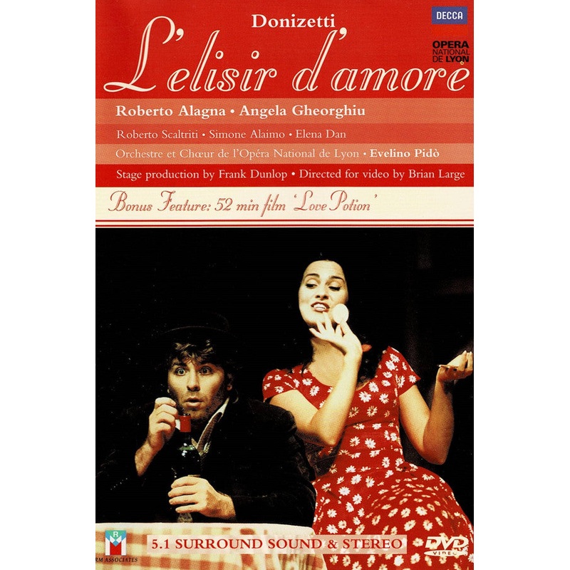 Gaetano Donizetti, Roberto Alagna, Angela Gheorghiu, Roberto Scaltriti, Simone Alaimo, Elena Dan, Orchestre De L’Opra De Lyon Et Churs De L’Opra De Lyon, Evelino Pid – L’Elisir D’Amore (DVD) (Very Good Plus (VG+))