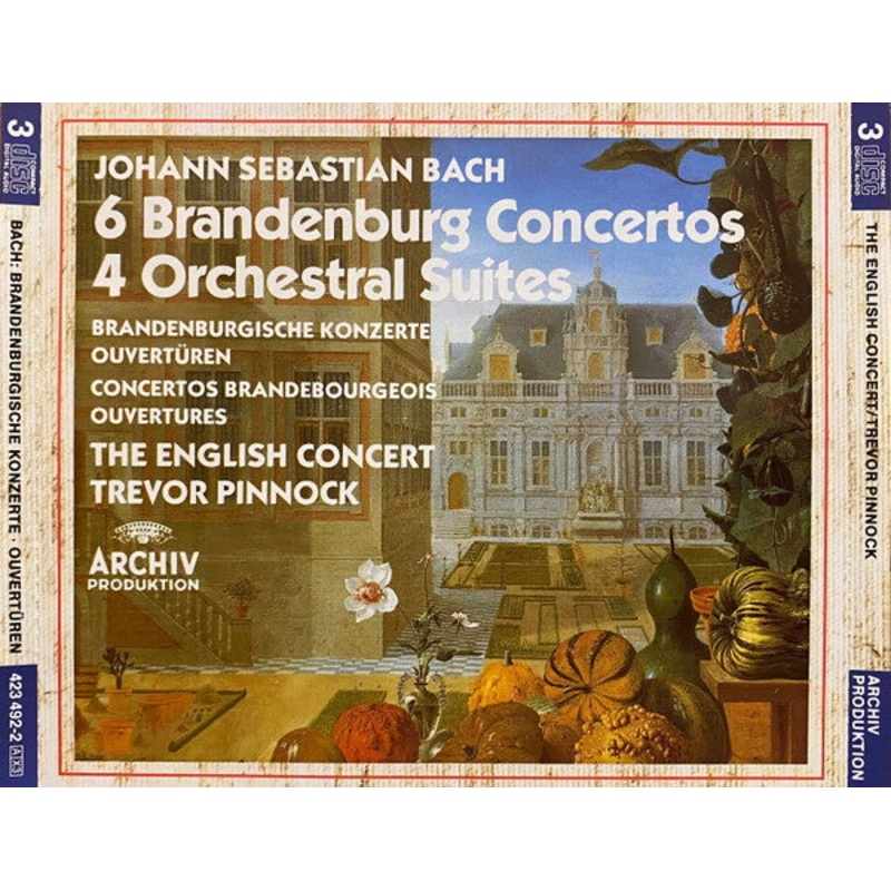 Johann Sebastian Bach – The English Concert, Trevor Pinnock – 6 Brandenburg Concertos / 4 Orchestral Suites = Brandenburgische Konzerte / Ouvertren = Concertos Brandebourgeois / Ouvertures (3xCD, Comp) (Very Good Plus (VG+))