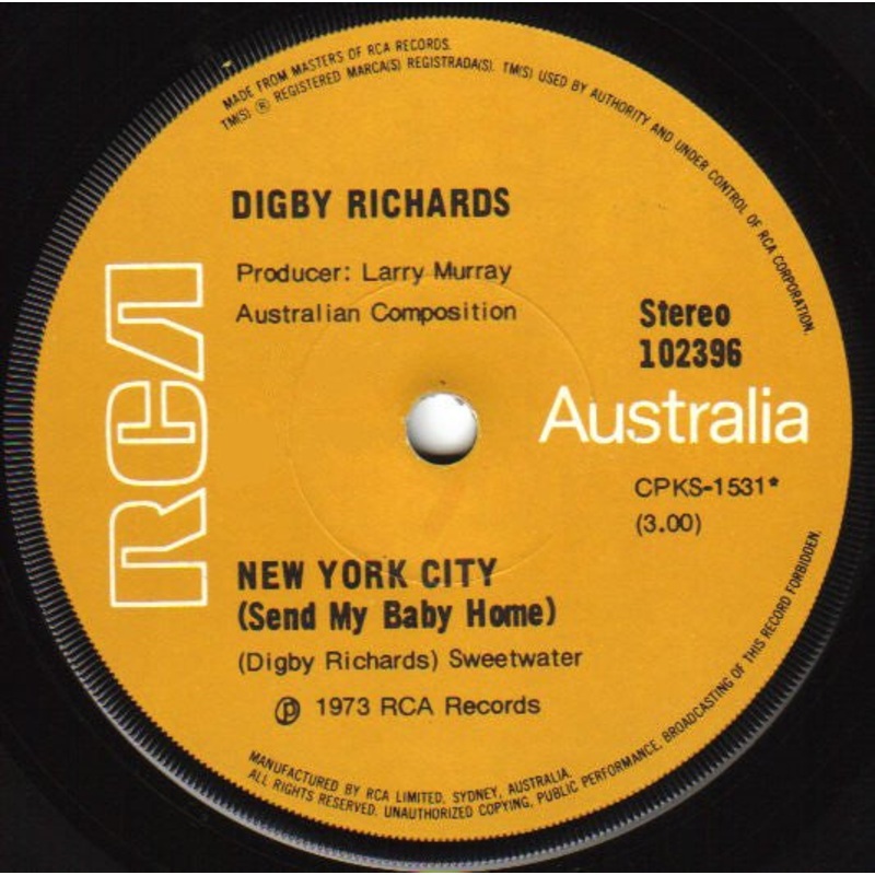 Digby Richards – New York City (Send My Baby Home) (7, Single) (Very Good Plus (VG+))