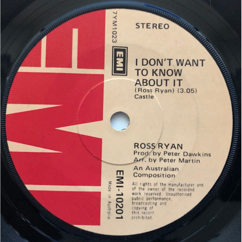 Ross Ryan – I Don’t Want To Know About It (7, Single) (Very Good (VG))