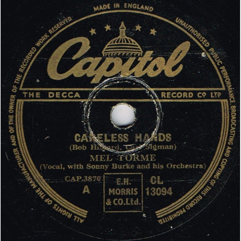 Mel Torm – Careless Hands / Again (Shellac, 10) (Very Good Plus (VG+))