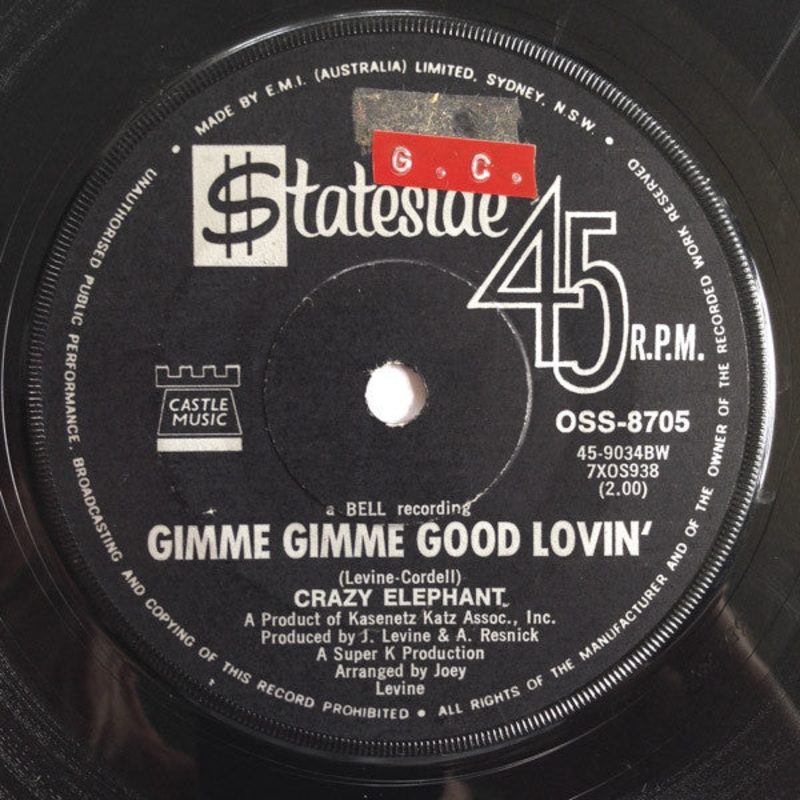 Crazy Elephant – Gimme Gimme Good Lovin’ / Dark Part Of My Mind (7, Single) (Very Good (VG))