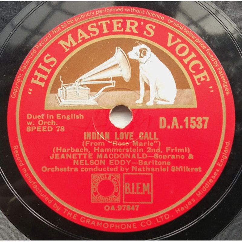 Jeanette MacDonald, Nelson Eddy – Indian Love Call / Ah! Sweet Mystery Of Life (Shellac, 10) (Very Good Plus (VG+))