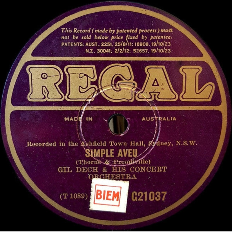 Gil Dech & His Concert Orchestra – Simple Aveu / Melodie D’amour (Shellac, 10) (Very Good (VG))