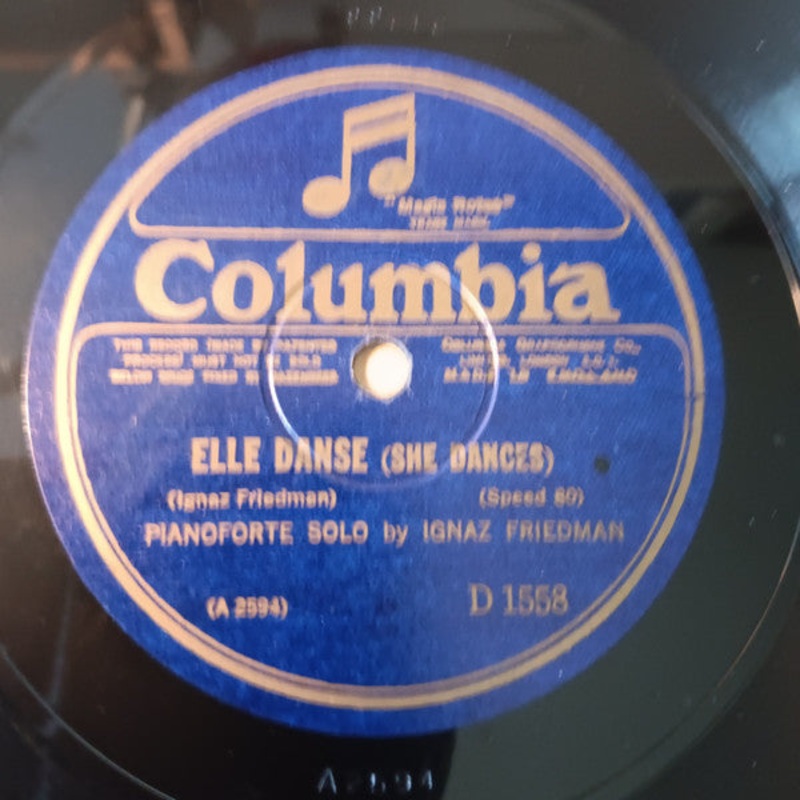 Ignaz Friedman – Elle Danse / Scherzo In E Minor (Shellac, 10, 80 RPM) (Very Good (VG))