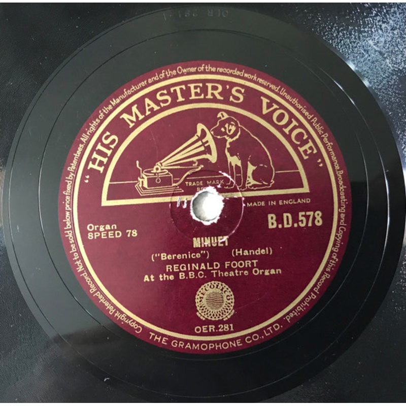 Reginald Foort – Minuet / Largo (Shellac, 10, RP) (Very Good (VG))