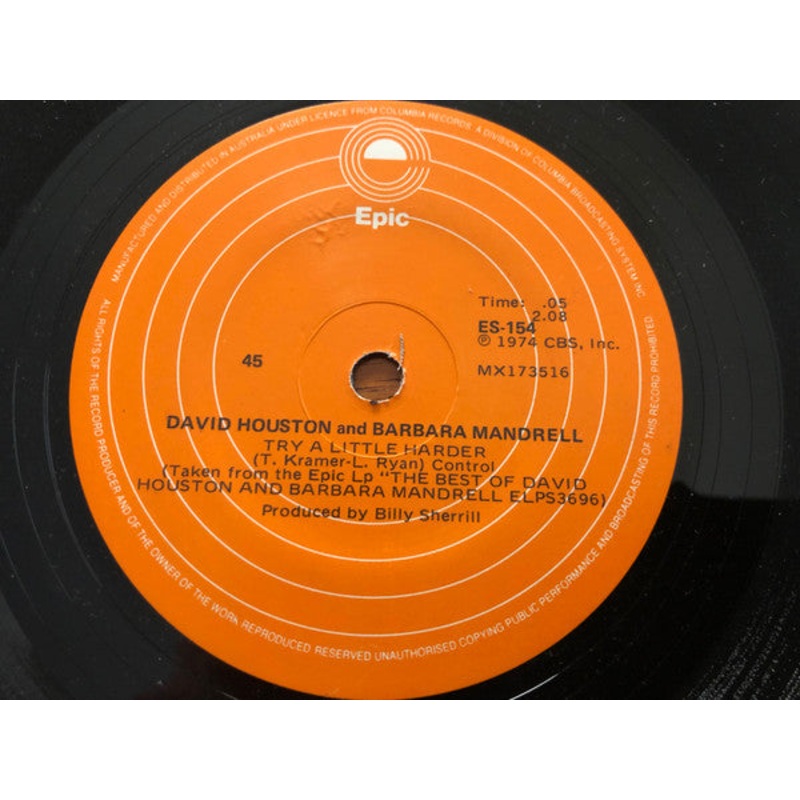 David Houston And Barbara Mandrell – Try A Little Harder (7) (Very Good Plus (VG+))