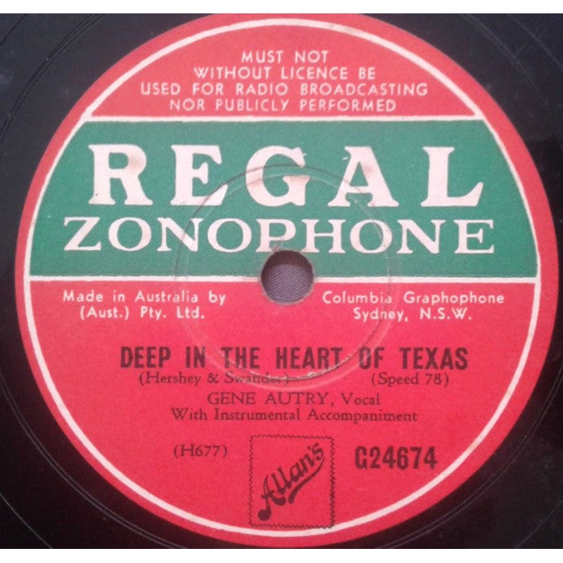 Gene Autry – Deep In The Heart Of Texas / Sweethearts Or Strangers (Shellac, 10) (Good Plus (G+))