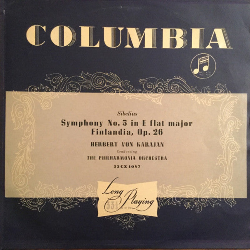 Jean Sibelius – Herbert von Karajan / Philharmonia Orchestra – Symphony No. 5 In E Flat Major /  Finlandia (LP, Mono) (Very Good Plus (VG+))
