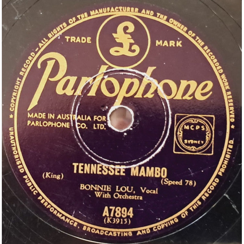 Bonnie Lou – Tennessee Mambo / Train Whistle Blues (Shellac, 10) (Good Plus (G+))