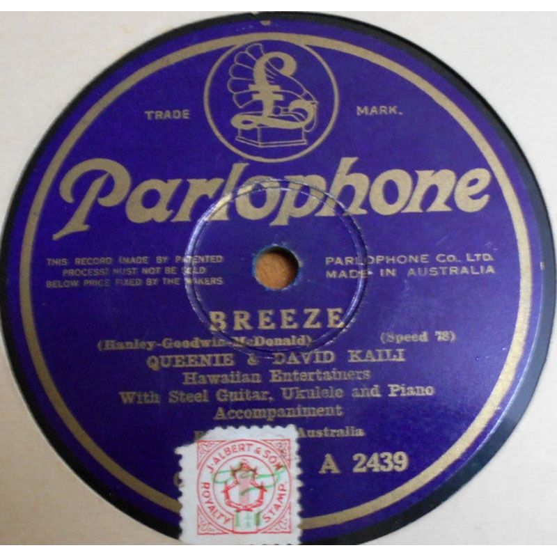 Queenie Kaili & David Kaili – Breeze / Rose Of Honolulu (Shellac, 10) (Very Good (VG))