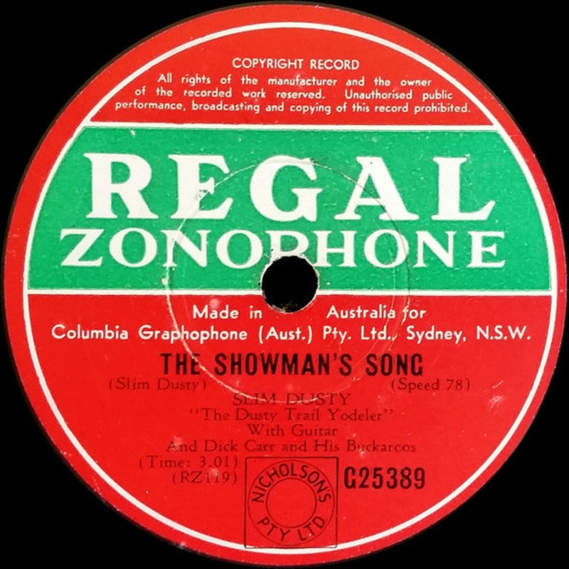 Slim Dusty – The Showman’s Song / The Sunlander (Shellac, 10) (Good Plus (G+))