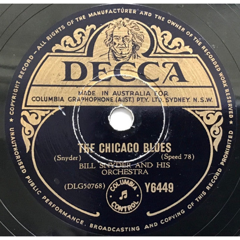 Bill Snyder And His Orchestra / Sir Hubert Pimm Introducing Ellen Sutton – The Chicago Blues / I Wanna Say Hello (Shellac, 10) (Good Plus (G+))
