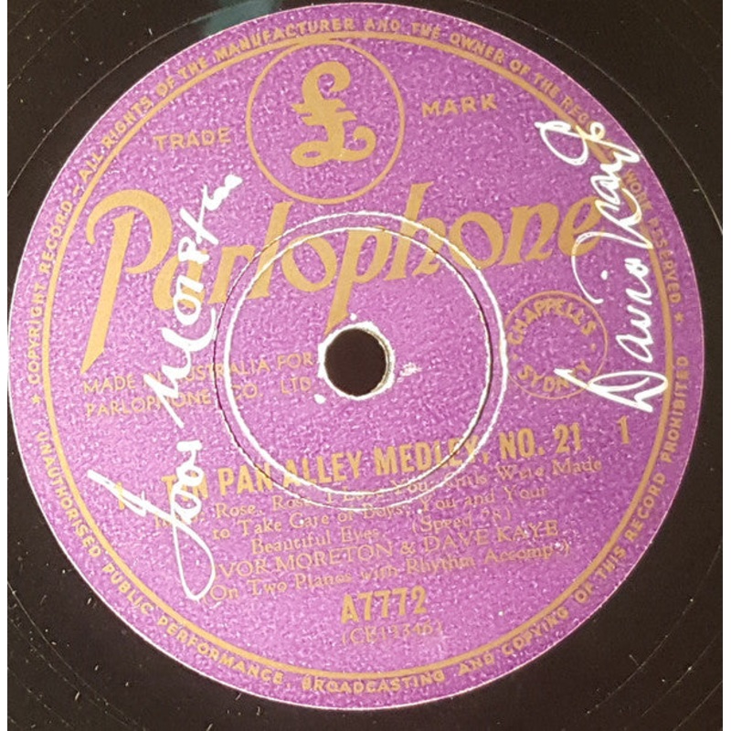 Ivor Moreton And Dave Kaye – Tin Pan Alley Medley, No. 21 (Shellac, 10) (Good Plus (G+))