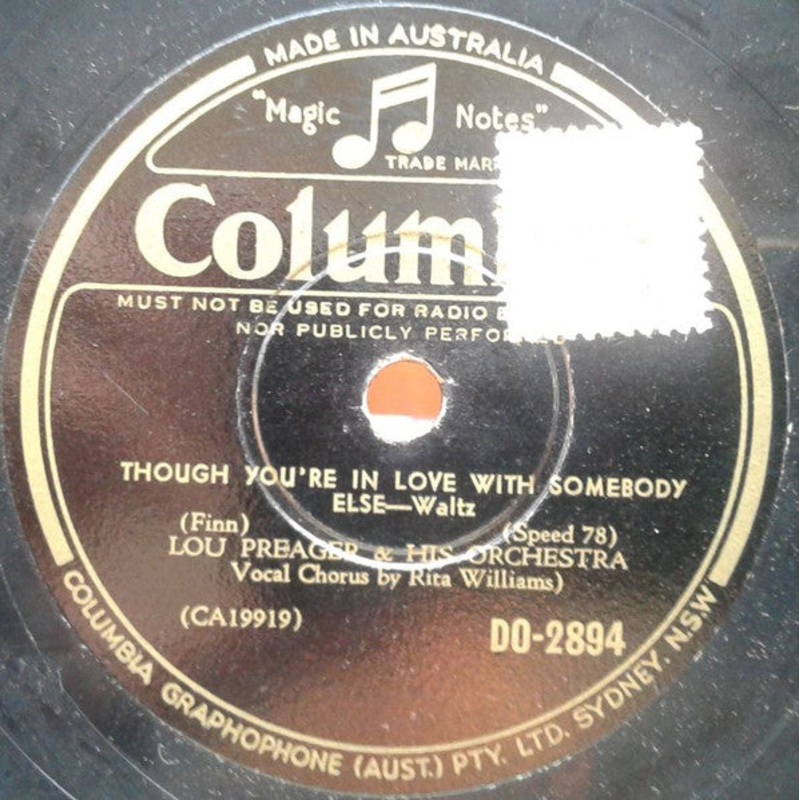 Lou Preager & His Orchestra – Though Your In Love With Somebody Else / Ashby De La Zouch (Shellac, 10) (Very Good (VG))