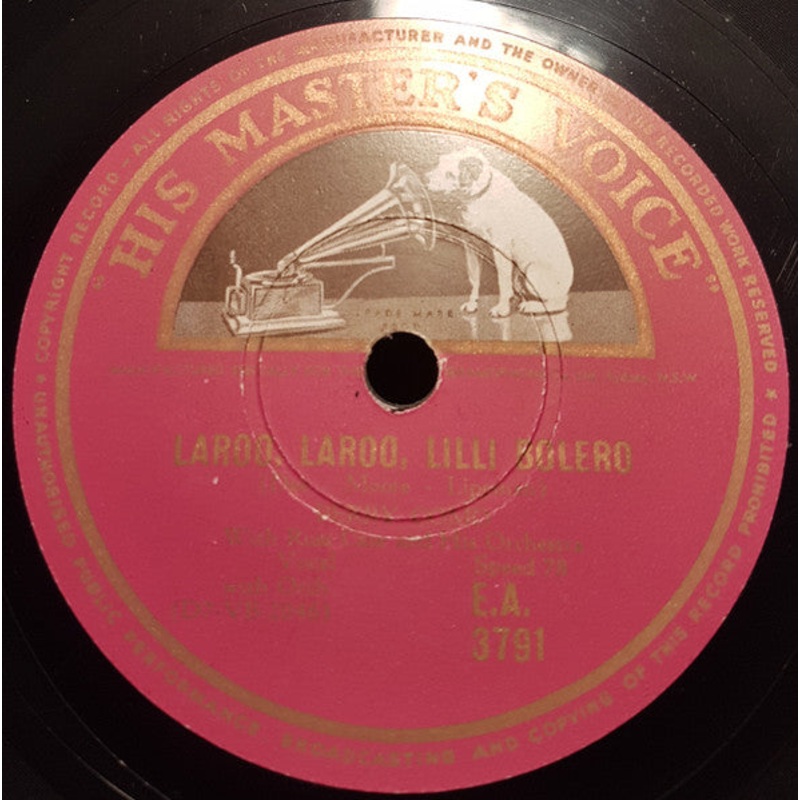 Perry Como And The Satisfiers With Russ Case And His Orchestra – Laroo Laroo Lilli Bolero / Rambling Rose (Shellac, 10) (Good Plus (G+))