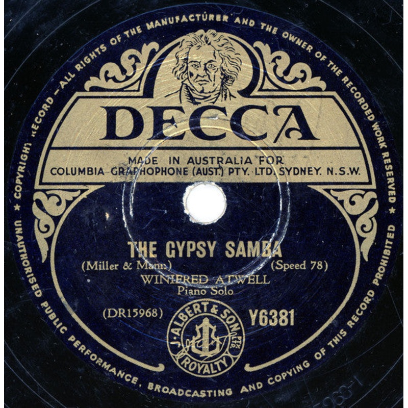 Winifred Atwell – The Gypsy Samba / Jubilee Rag (Shellac, 10) (Good Plus (G+))