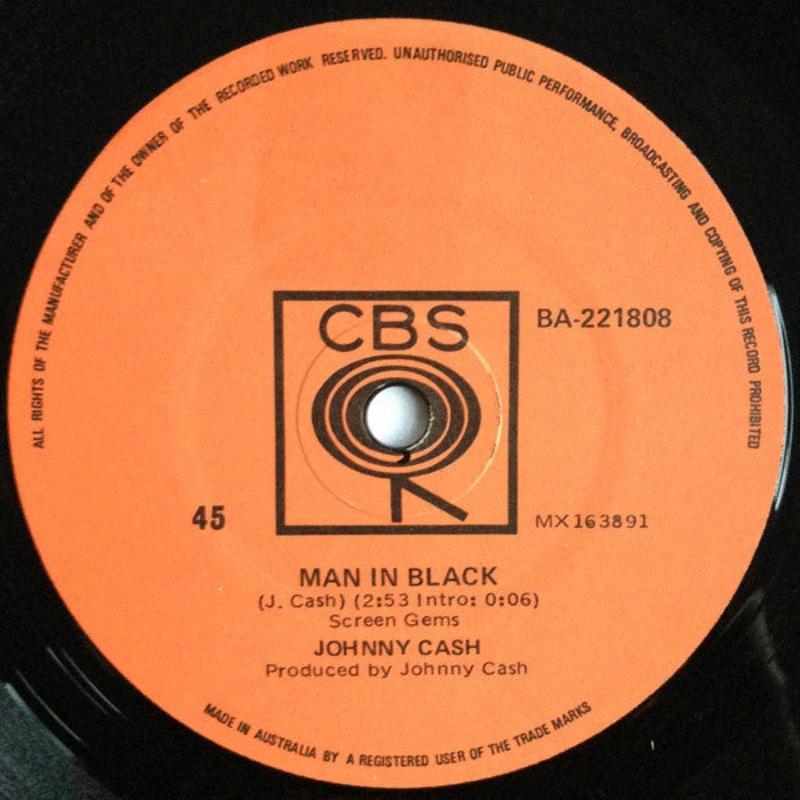 Johnny Cash – Man In Black  (7, Single) (Very Good (VG))