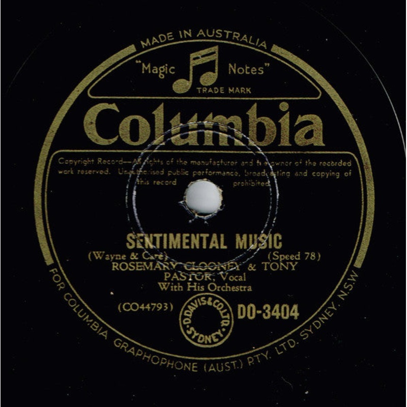 Rosemary Clooney – Sentimental Music / Beautiful Brown Eyes (Shellac, 10) (Very Good (VG))