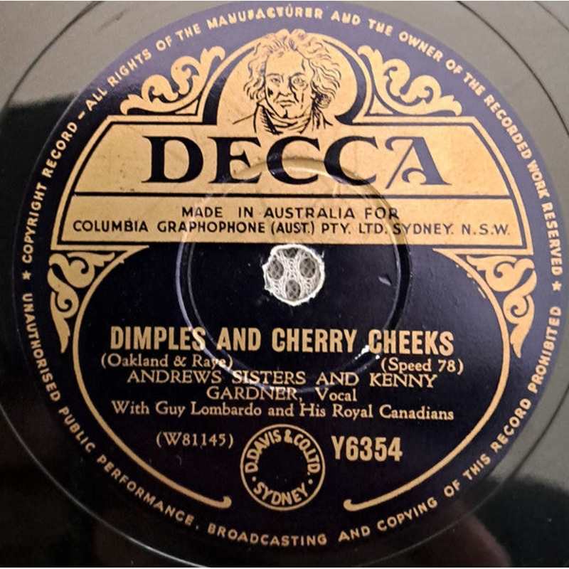 The Andrews Sisters, Bing Crosby, Kenny Gardner  – The Yodelling Ghost / Dimples And Cherry Cheeks (Shellac, 10, Mono) (Good Plus (G+))
