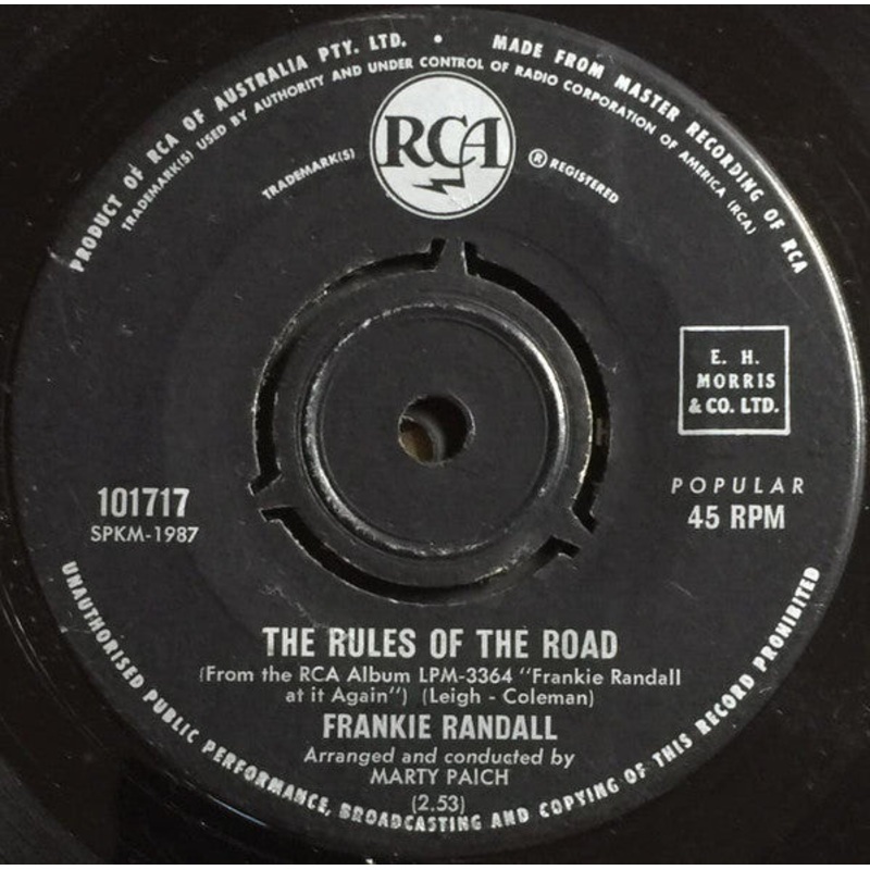 Frankie Randall – The Rules Of The Road (7, Single) (Very Good Plus (VG+))