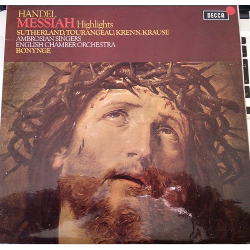 Handel*, Sutherland*, Krause*, Krenn*, Tourangeau*, The Ambrosian Singers, English Chamber Orchestra, Bonynge* – Messiah Highlights (LP) (Very Good Plus (VG+))