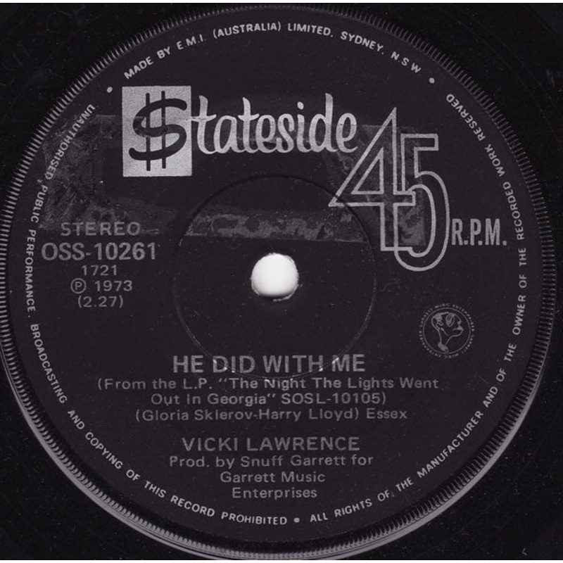 Vicki Lawrence – He Did With Me (7, Single) (Very Good Plus (VG+))