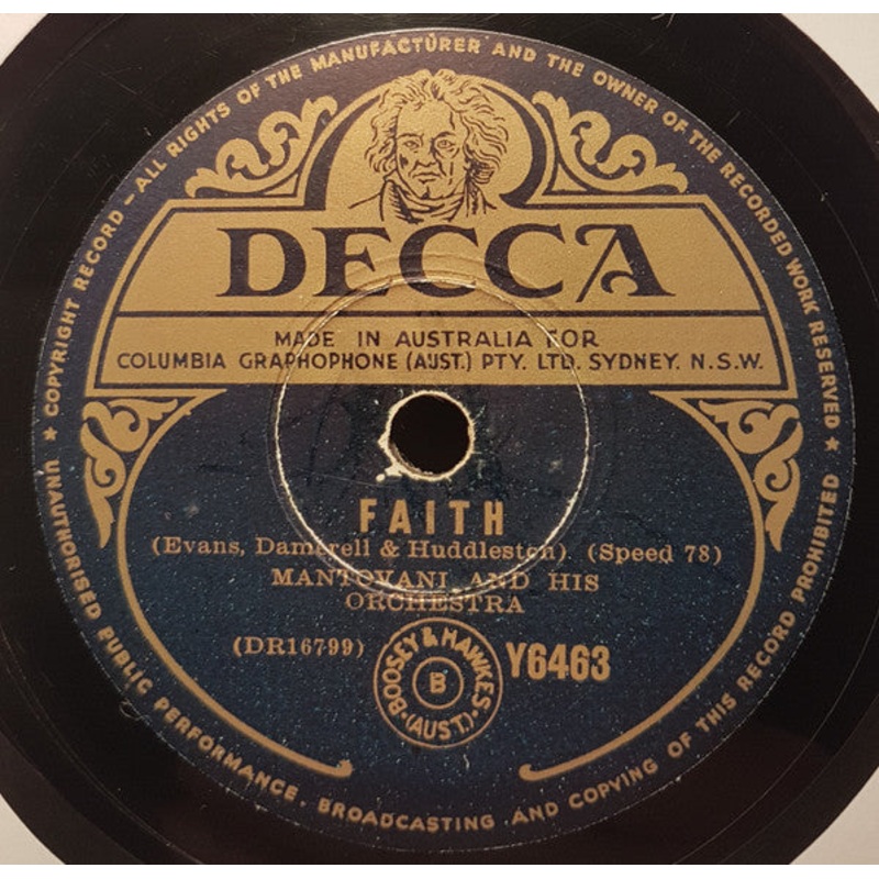 Mantovani And His Orchestra – Faith / The Agnes Waltz (Shellac, 10) (Very Good (VG))