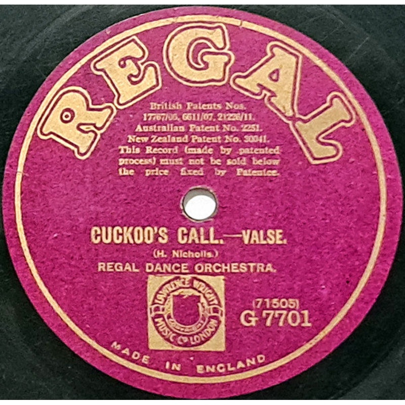 Regal Dance Orchestra – Cuckoo’s Call / Saucy (Shellac, 10) (Very Good (VG))