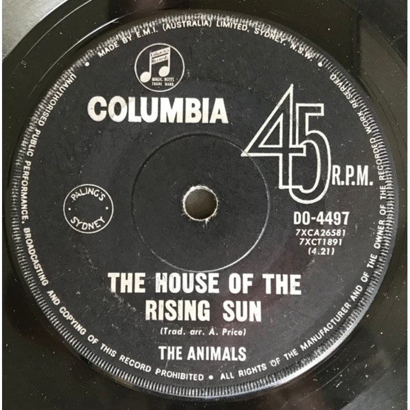 The Animals – The House Of The Rising Sun  (7, Single) (Good Plus (G+))