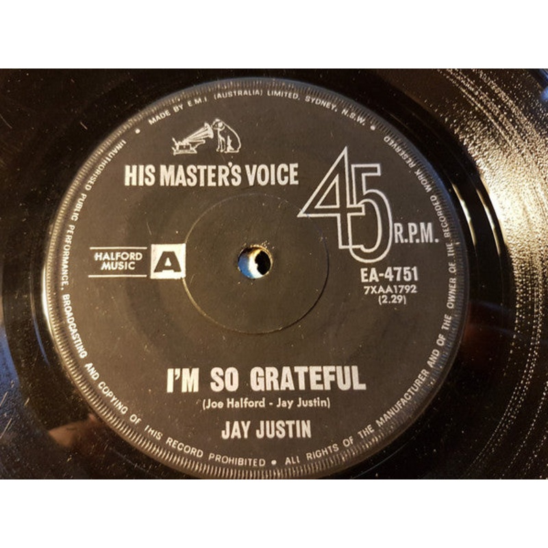 Jay Justin – I’m So Grateful (7, Single) (Good (G))