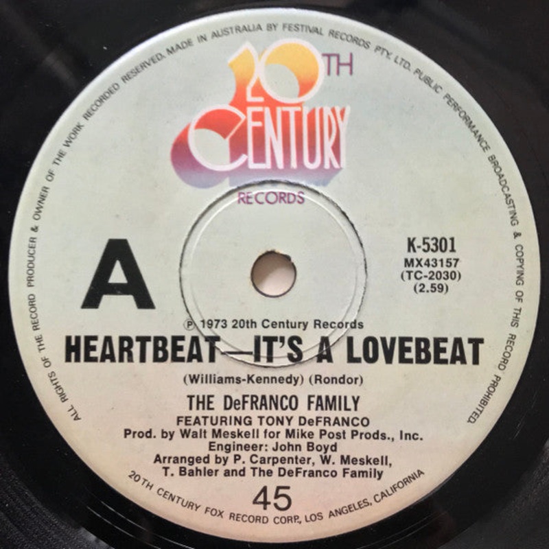 The DeFranco Family – Heartbeat – It’s A Lovebeat (7, Single) (Very Good Plus (VG+))