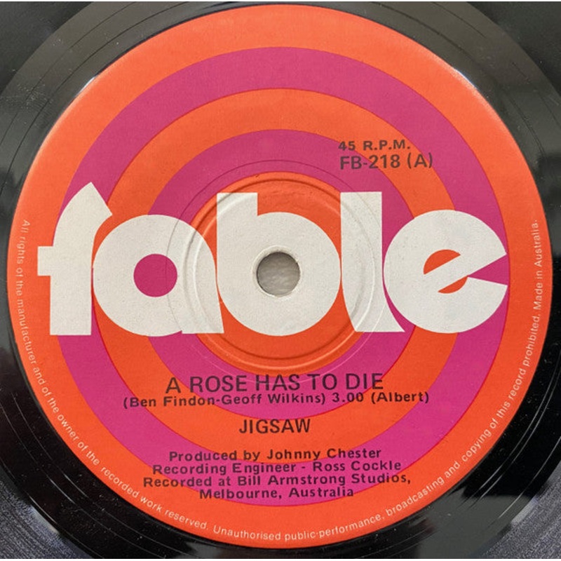 Jigsaw  – A Rose Has To Die (7, Single) (Very Good Plus (VG+))