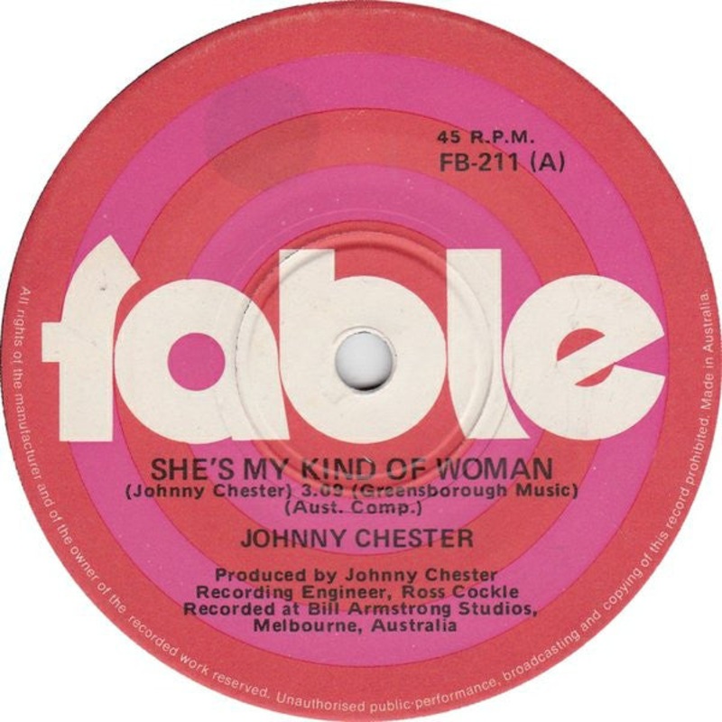 Johnny Chester – She’s My Kind Of Woman (7, Single) (Very Good Plus (VG+))