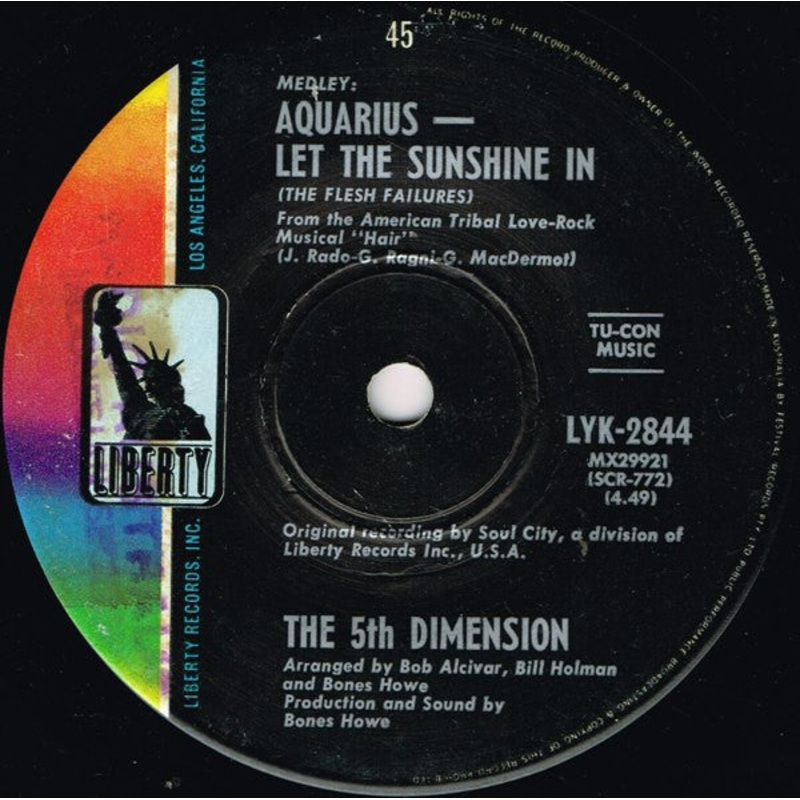 The 5th Dimension* – Aquarius – Let The Sunshine In (The Flesh Failures) (7, Single) (Very Good Plus (VG+))