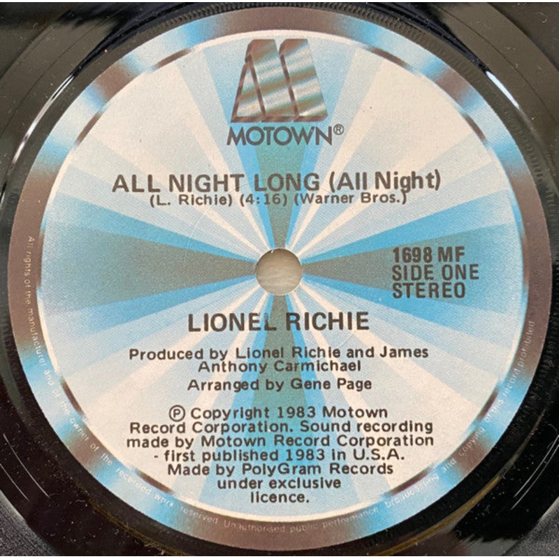 Lionel Richie – All Night Long (All Night) (7, Single) (Very Good (VG))