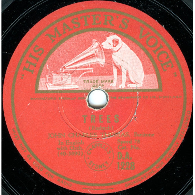 John Charles Thomas – Trees / Home On The Range (Shellac, 10) (Very Good Plus (VG+))