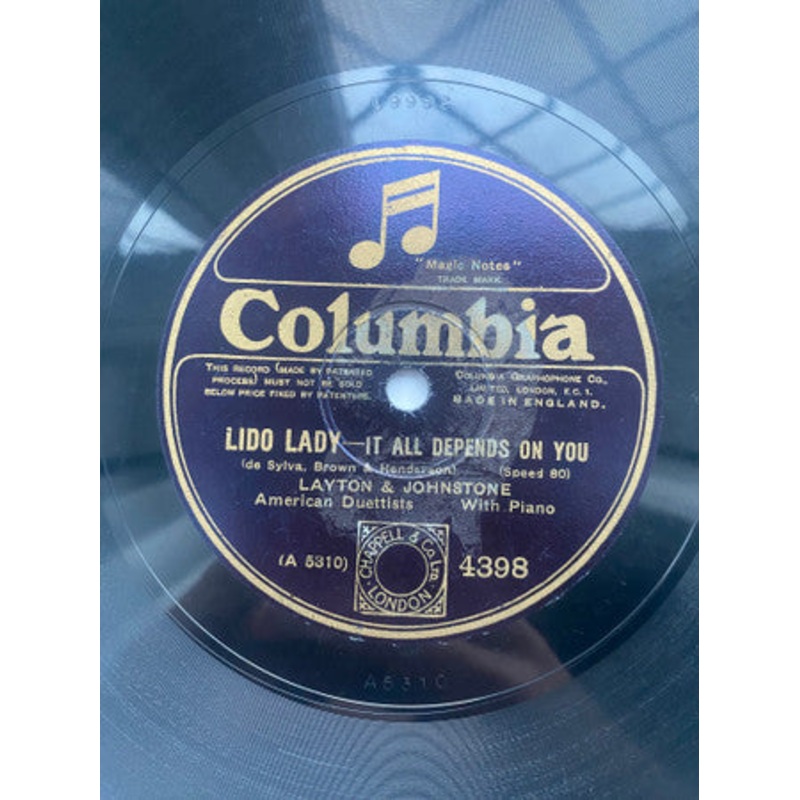 Layton And Johnstone – Lido Lady – It All Depends On You / The Birth Of The Blues (Shellac, 10, 80 RPM) (Very Good (VG))